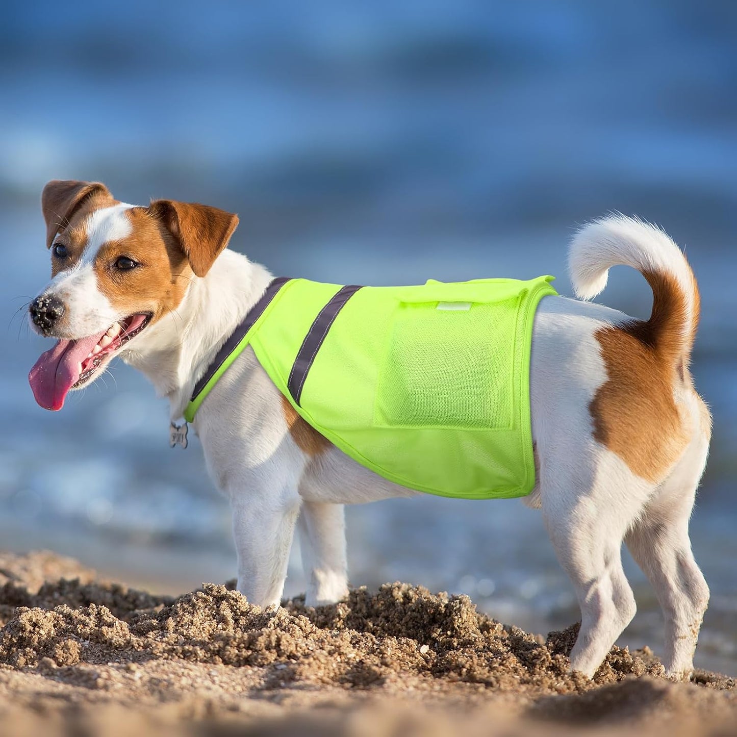 2 Pcs Dog Cooling Vest with 4 Recyclable Ice Pack Summer Outdoor Dog Cooling Harness Shirt Adjustable Pet Cooler(Fluorescent Green,Large)