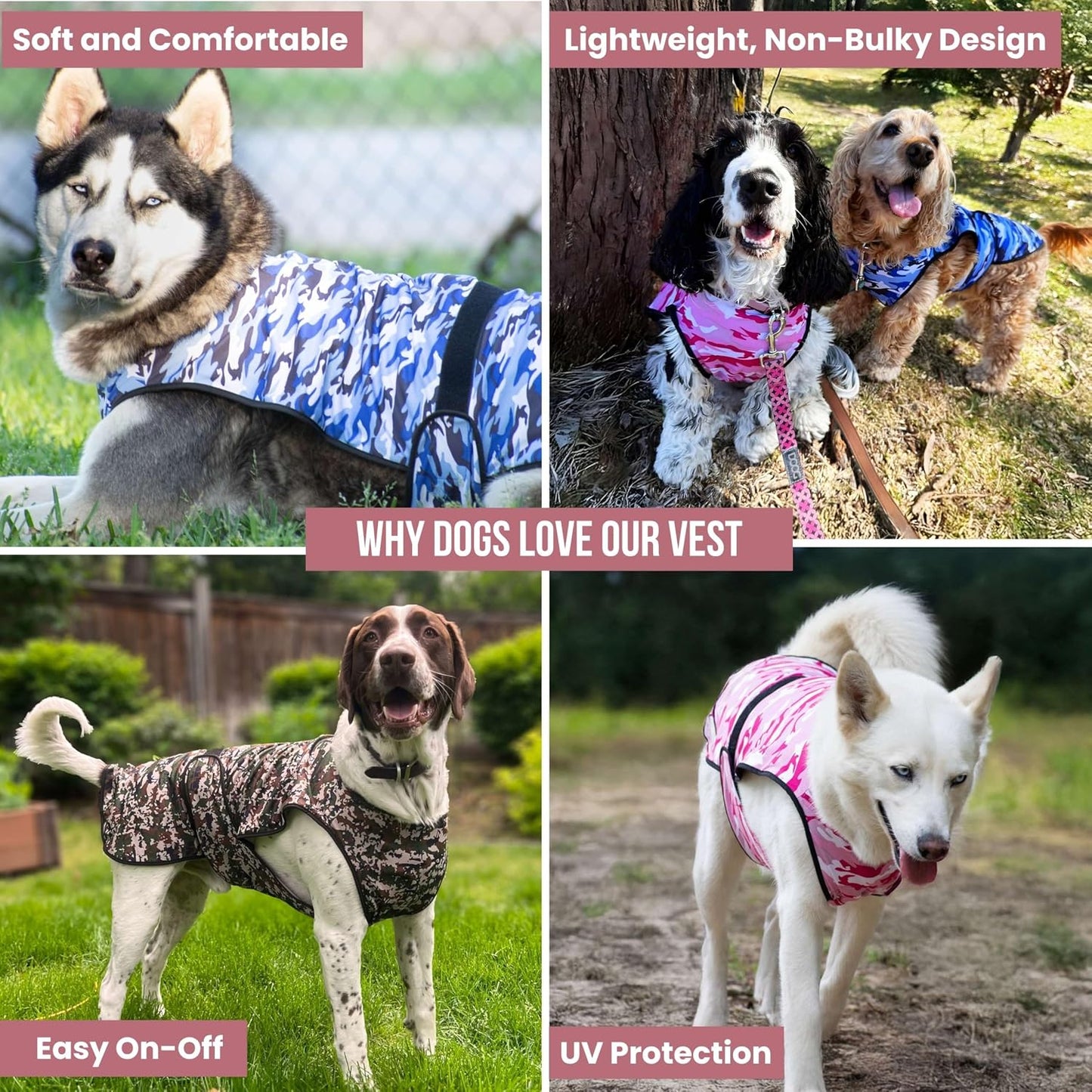 Dog Cooling Vest, 2-Layer Microfiber Cooling Jacket, Blue, M | Longer Cooling Duration, Balanced Comfort, UV Protection, Soft Double-Layer Microfiber Fabric, Sizes to Suit Most Dogs