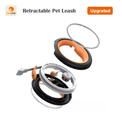 MOESTAR Upgraded UFO Retractable Pet Leash 2 plus Dog Leash Ring Shape 3M Length 3-Color Ring Light Rechargeable LED Night Light