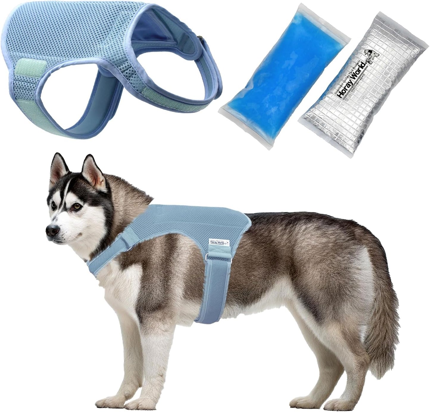 Cooling Vest for Dogs - Dog Cooling Vest with Innovative Cooling Packs (L, Light Blue)