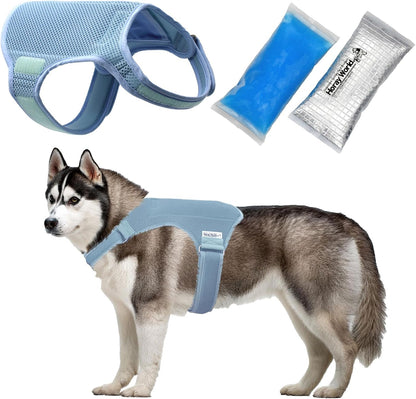 Cooling Vest for Dogs - Dog Cooling Vest with Innovative Cooling Packs (L, Light Blue)