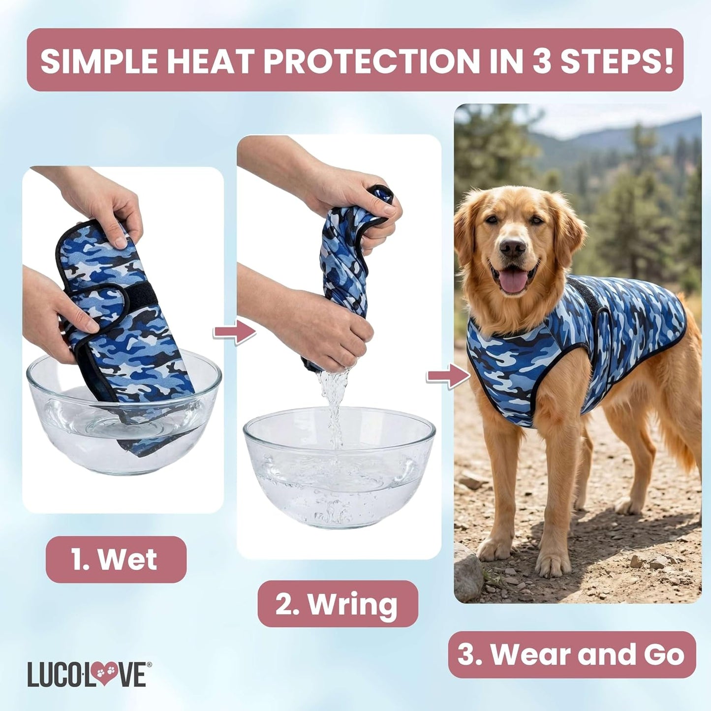 Dog Cooling Vest, 2-Layer Microfiber Cooling Jacket, Blue, M | Longer Cooling Duration, Balanced Comfort, UV Protection, Soft Double-Layer Microfiber Fabric, Sizes to Suit Most Dogs
