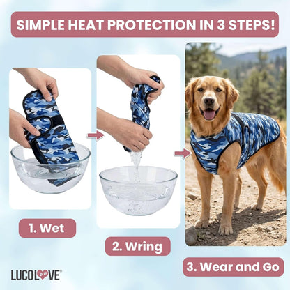 Dog Cooling Vest, 2-Layer Microfiber Cooling Jacket, Blue, M | Longer Cooling Duration, Balanced Comfort, UV Protection, Soft Double-Layer Microfiber Fabric, Sizes to Suit Most Dogs
