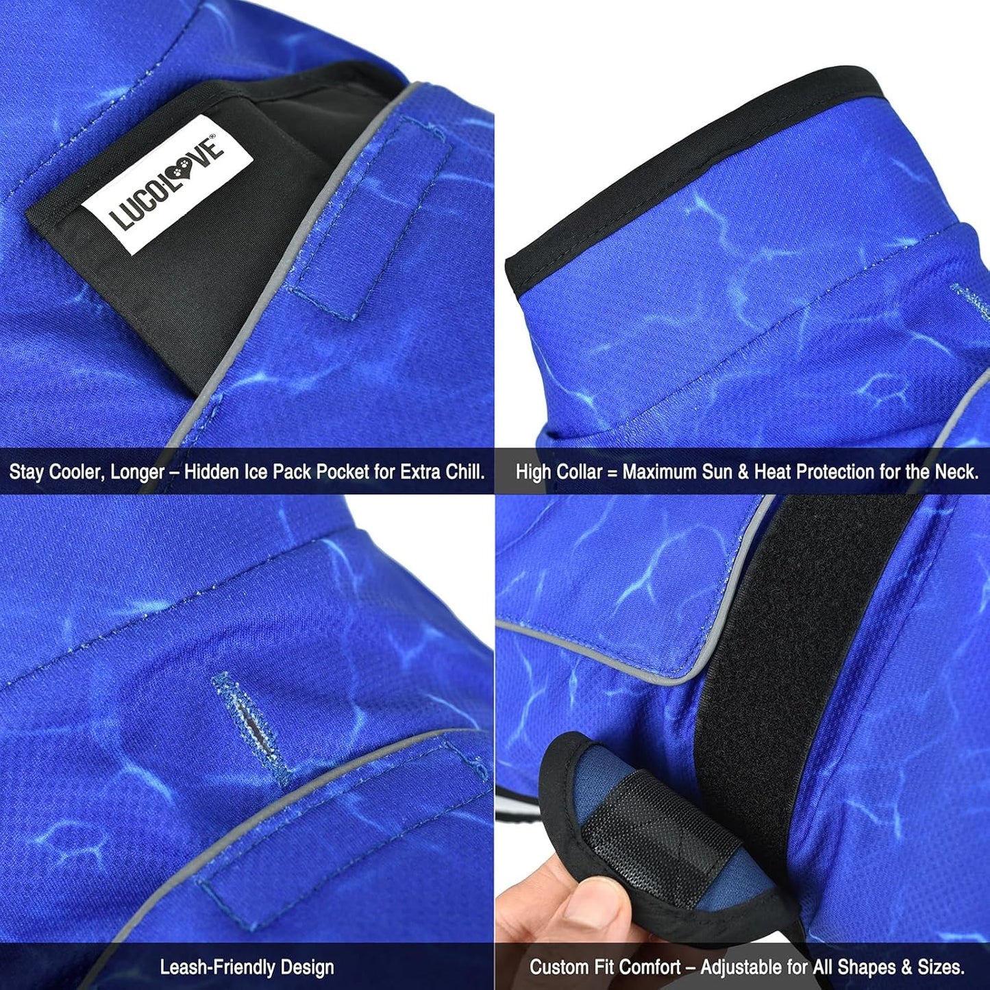 Dog Cooling Vest with Ice Pack & Cooling Collar, Blue Aqua, M | Maximum Cooling Support, Size-Matched Ice Packs, Cooling around Neck and Body, UV Protection, Sizes to Suit Most Dogs