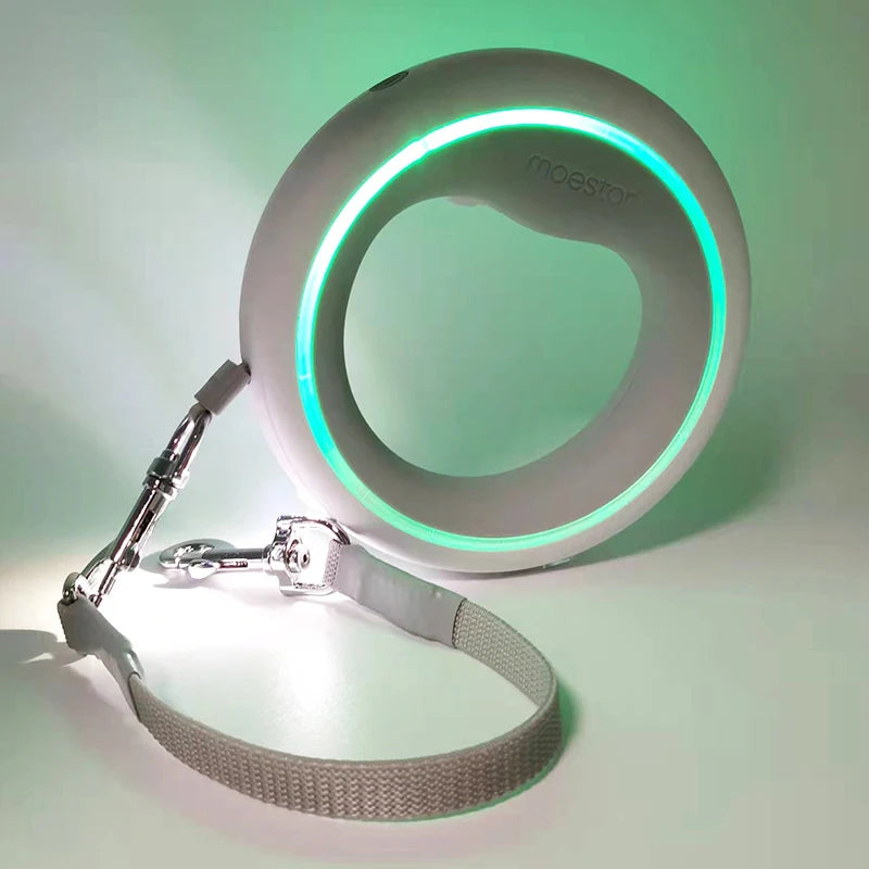 MOESTAR 2022 UFO Retractable Pet Leash 2 plus 3.0M Flexible Dog Traction Rope with Rechargeable LED Light Ring Shape