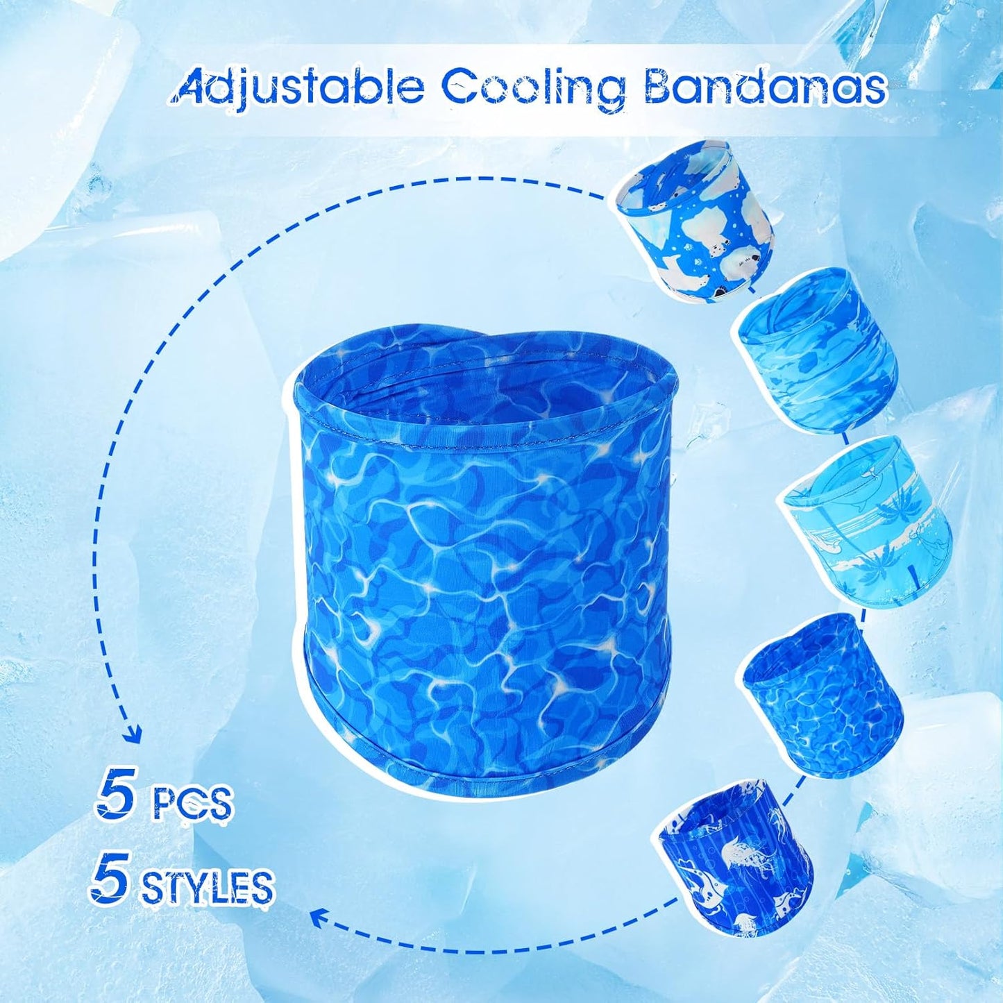 5 Pieces Dog Cooling Bandanas Neck Wraps Ice Scarf Pet Dog Cooling Collar Hunting Training Hiking Camping Accessories for Summer(L)