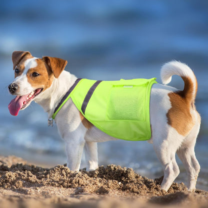 2 Pcs Dog Cooling Vest with 4 Recyclable Ice Pack Summer Outdoor Dog Cooling Harness Shirt Adjustable Pet Cooler(Fluorescent Green,Large)