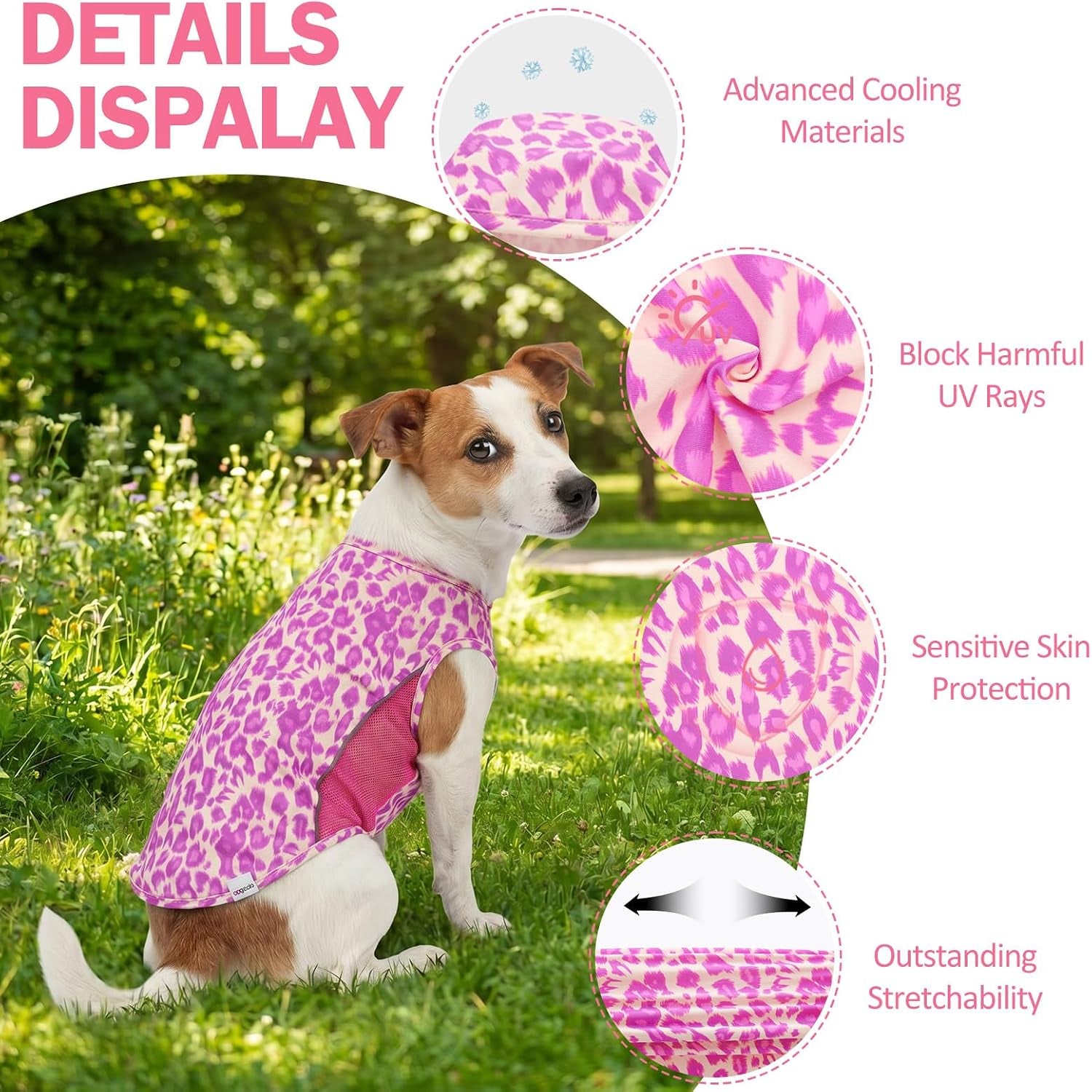 2 Pack UPF 50+ Sun Protection Sports Fan Pet T-Shirts, Quick-Dry Soft Clothes for Medium Large Dogs Girl, Tshirts with Reflective Strip Sleeveless Vest Pet Apparel P23ST00504XXXL