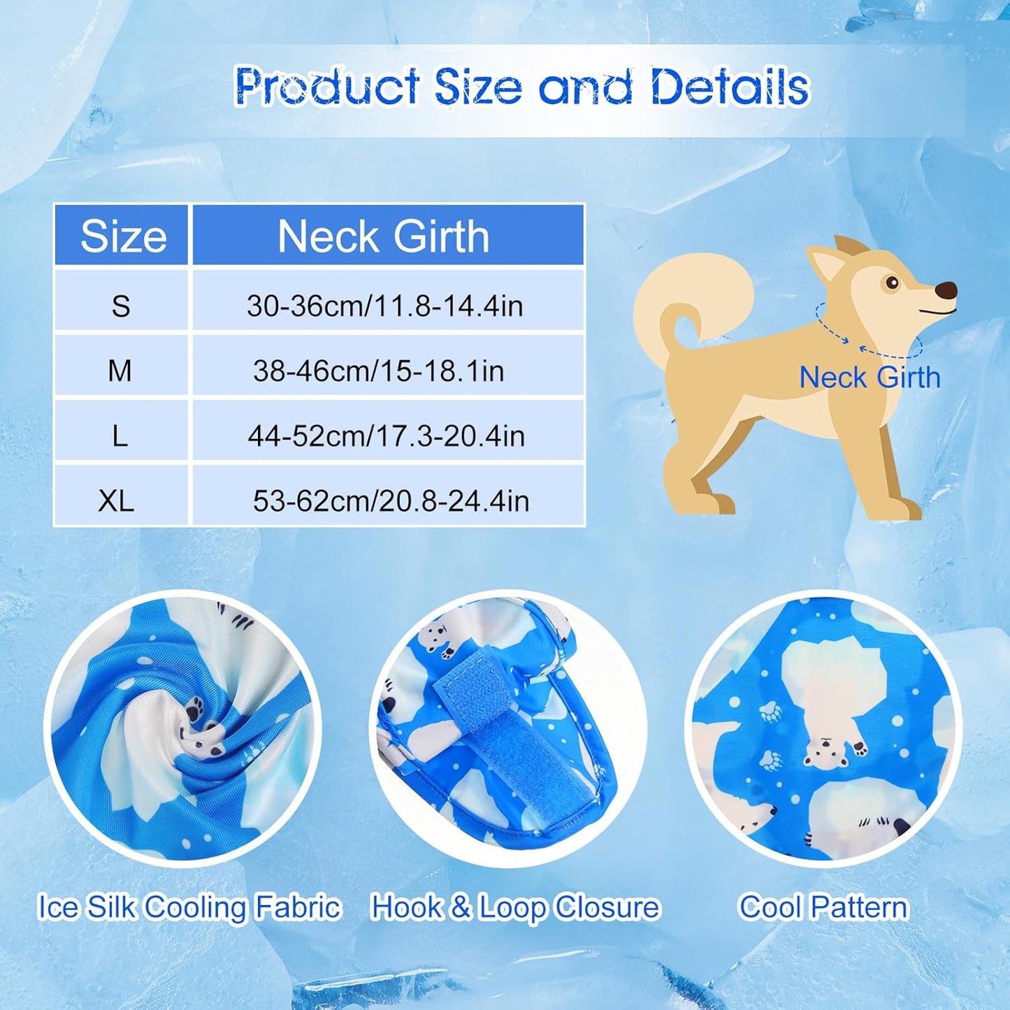 5 Pieces Dog Cooling Bandanas Neck Wraps Ice Scarf Pet Dog Cooling Collar Hunting Training Hiking Camping Accessories for Summer(L)