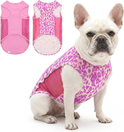 2 Pack UPF 50+ Sun Protection Sports Fan Pet T-Shirts, Quick-Dry Soft Clothes for Medium Large Dogs Girl, Tshirts with Reflective Strip Sleeveless Vest Pet Apparel P23ST00504XXXL