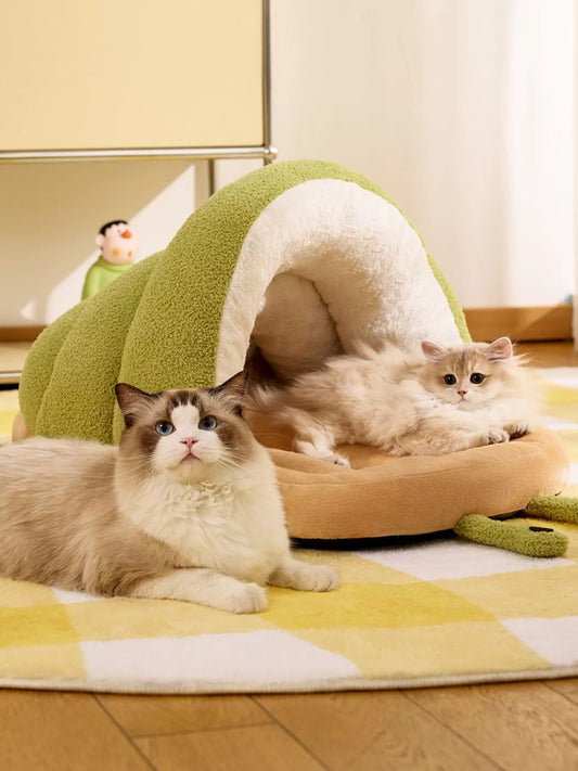 Cozy Caterpillar Shape Pet Nest with Plush Interior