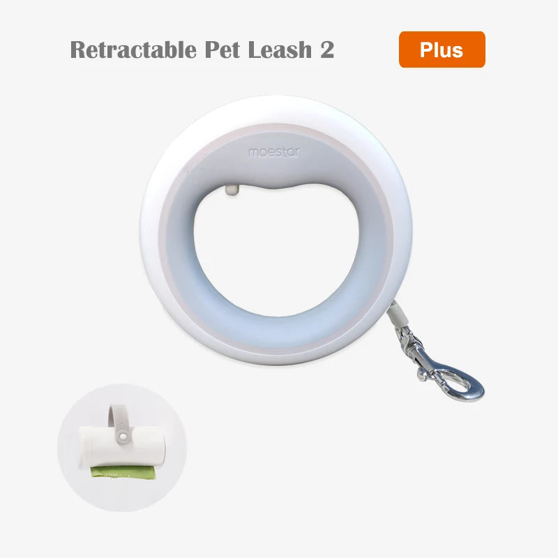 MOESTAR Upgraded UFO Retractable Pet Leash 2 plus Dog Leash Ring Shape 3M Length 3-Color Ring Light Rechargeable LED Night Light