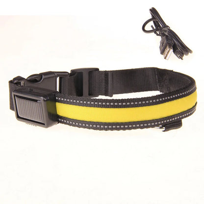 Solar Charging Led Dog Collar USB Rechargeable Night Safety Collar Perro Led Usb Adjustable Pet Led Dog Collar Light Usb Glowing