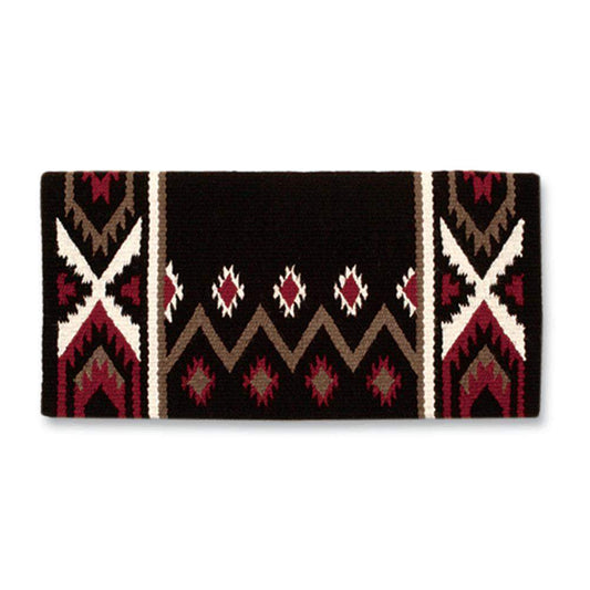 1431-7 Mayatex New Phoenix Wool Saddle Blanket 38in X 34in COFFEE RED CREAM