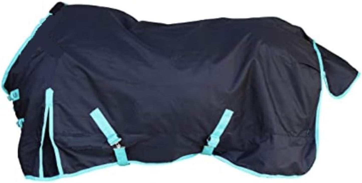 1200 Denier Horse RAIN Sheet (Waterproof/Breathable & Wind Proof Turnout Sheet) Horse Breathable RAINSHEET (Black-Turquoise, 72)