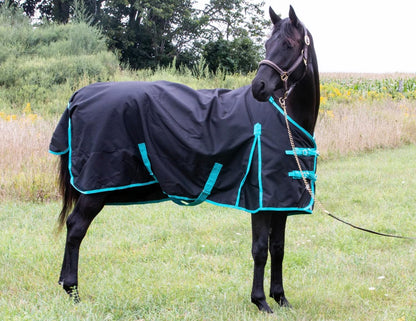 1200 Denier Horse RAIN Sheet (Waterproof/Breathable & Wind Proof Turnout Sheet) Horse Breathable RAINSHEET (Black-Turquoise, 72)