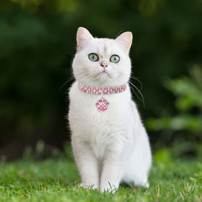 Pet Collar With Diamonds, Mixed-color Cat And Dog Supplies, Cat Claws, Elastic Cat And Dog Necklace Jewelry