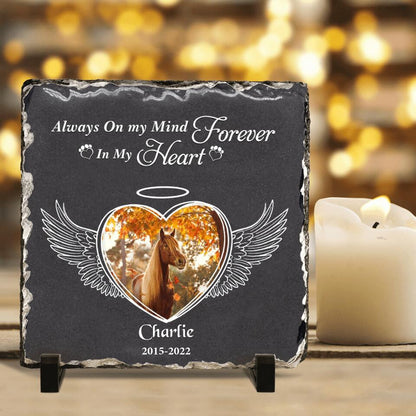 Personalized Memorial Horse Square Lithograph - Gift Idea For Horse Lovers - Always On My Mind Forever In My Heart