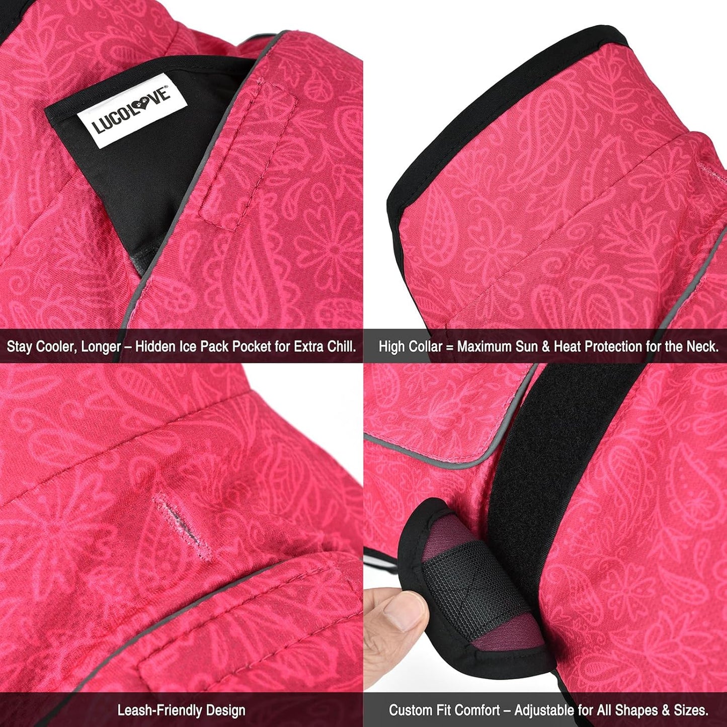 Dog Cooling Vest with Ice Pack & Cooling Collar, Pink Floral, XS | Maximum Cooling Support, Size-Matched Ice Packs, Cooling around Neck and Body, UV Protection, Sizes to Suit Most Dogs