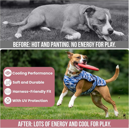 Dog Cooling Vest, 2-Layer Microfiber Cooling Jacket, Blue, M | Longer Cooling Duration, Balanced Comfort, UV Protection, Soft Double-Layer Microfiber Fabric, Sizes to Suit Most Dogs