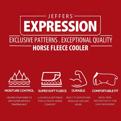Expression Fleece Cooler for Horses, Standard Neck, Rose Garden 75"- Equine Towel Blanket, Moisture Absorbent, Light Weight, Best for Drying, Exercise, Bathing, Adjustable Belly Bands