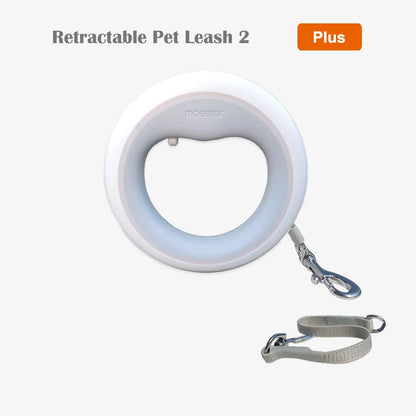 MOESTAR Upgraded UFO Retractable Pet Leash 2 plus Dog Leash Ring Shape 3M Length 3-Color Ring Light Rechargeable LED Night Light