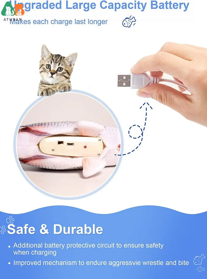 Cat Toy Flopping Fish, Electric Moving Fish Toy Realistic Simulation Wagging Fish Pet Toy Wiggle Fish Motion Activated Kitty Toy