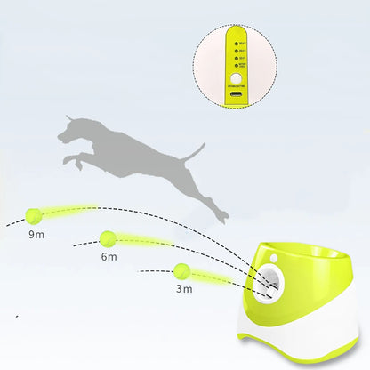 Automatic Throwing Machine Catapult for Dog Pet Toys Tennis Launcher Pet Ball Throw Device 3/6/9M Section + 3 Balls Dog Training