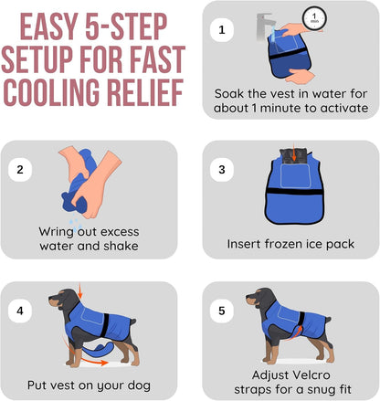 Dog Cooling Vest with Ice Pack & Cooling Collar, Pink Floral, XS | Maximum Cooling Support, Size-Matched Ice Packs, Cooling around Neck and Body, UV Protection, Sizes to Suit Most Dogs