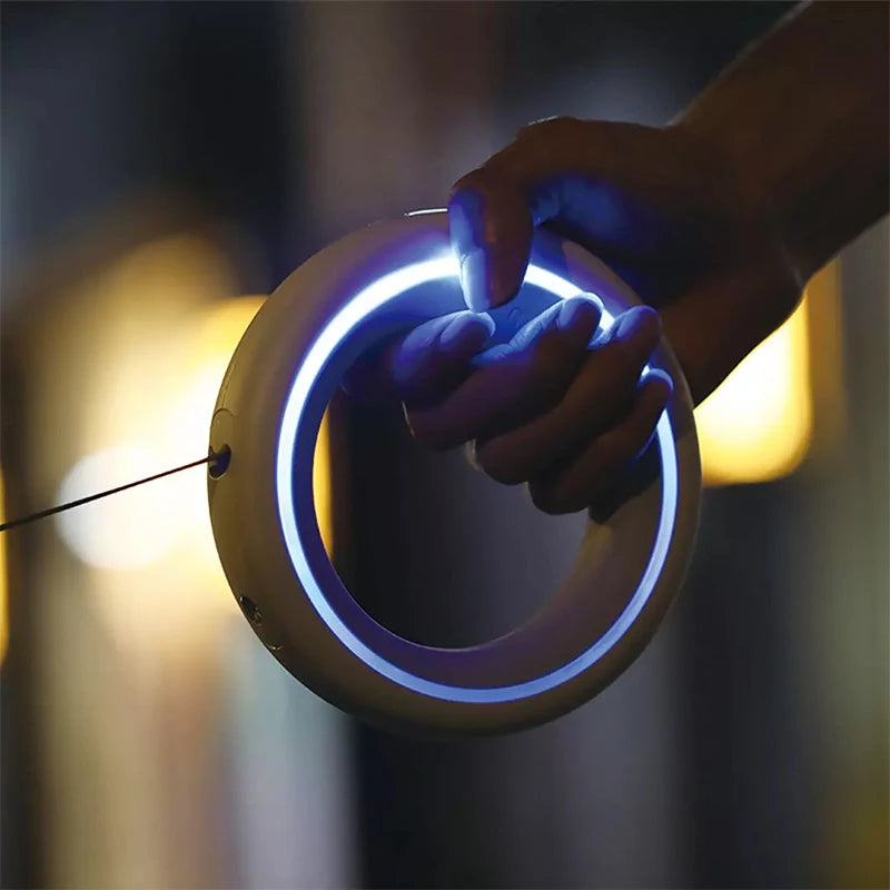 MOESTAR 2022 UFO Retractable Pet Leash 2 plus 3.0M Flexible Dog Traction Rope with Rechargeable LED Light Ring Shape