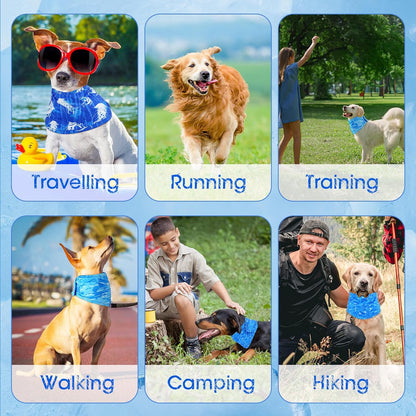 5 Pieces Dog Cooling Bandanas Neck Wraps Ice Scarf Pet Dog Cooling Collar Hunting Training Hiking Camping Accessories for Summer(L)