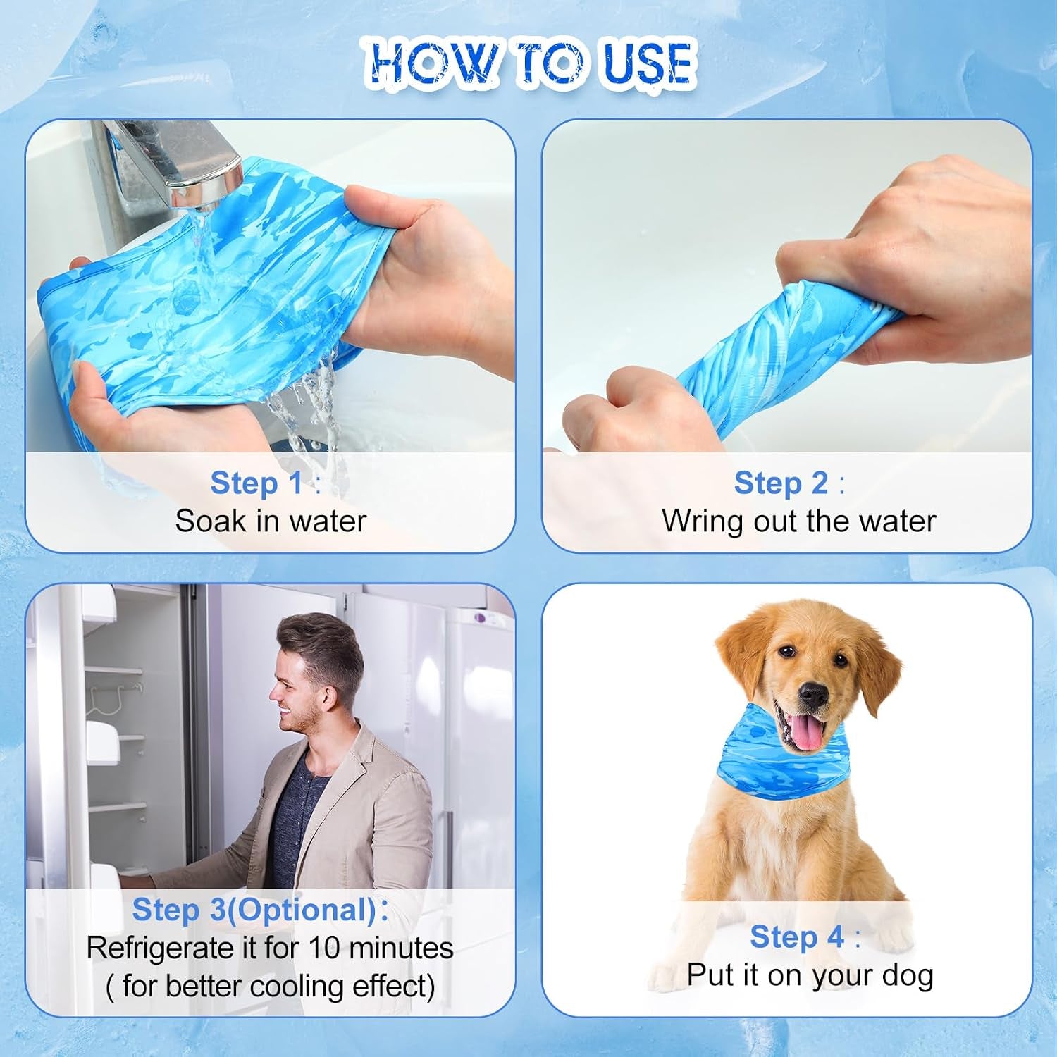 5 Pieces Dog Cooling Bandanas Neck Wraps Ice Scarf Pet Dog Cooling Collar Hunting Training Hiking Camping Accessories for Summer(L)