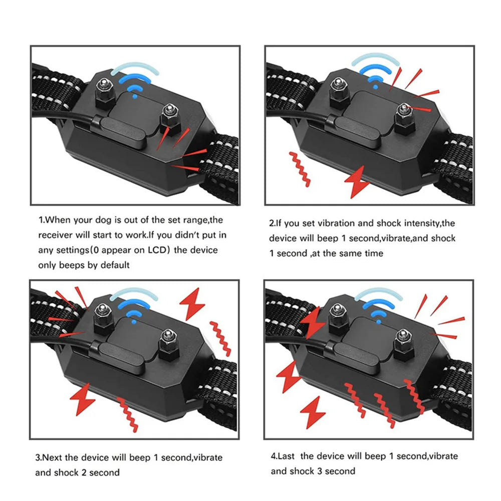 1000M GPS Dog Fence 100~3280 Ft Range Electric Dog Training Collar for Dogs Vibration Sound Shock Rechargeable Waterproof