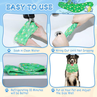 5 Dog Cooling Bandanas Dog Instant Cooling Neck Wraps Basic Collars Breathable Ice Scarf Pet Heat Relief Collar for Small Medium Large Pet Training Camping Accessories for Summer (M)