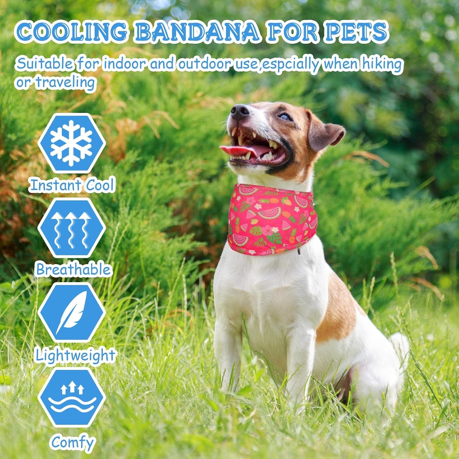 5 Dog Cooling Bandanas Dog Instant Cooling Neck Wraps Basic Collars Breathable Ice Scarf Pet Heat Relief Collar for Small Medium Large Pet Training Camping Accessories for Summer (M)