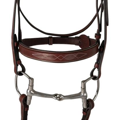 Huntley Equestrian Fancy Stitched Schooling Hunter Bridle with Reins
