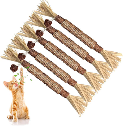 5 Pack Silvervine Sticks Cat Chew Toys, Cat Dental Toy for Kitten Teeth Cleaning & Pet Friendly Gift
