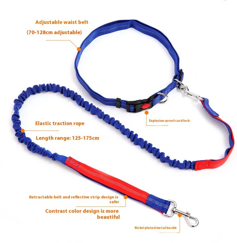 Fast selling new factory fitness belt, nylon dog rope sports pet products, dog running reflex traction rope