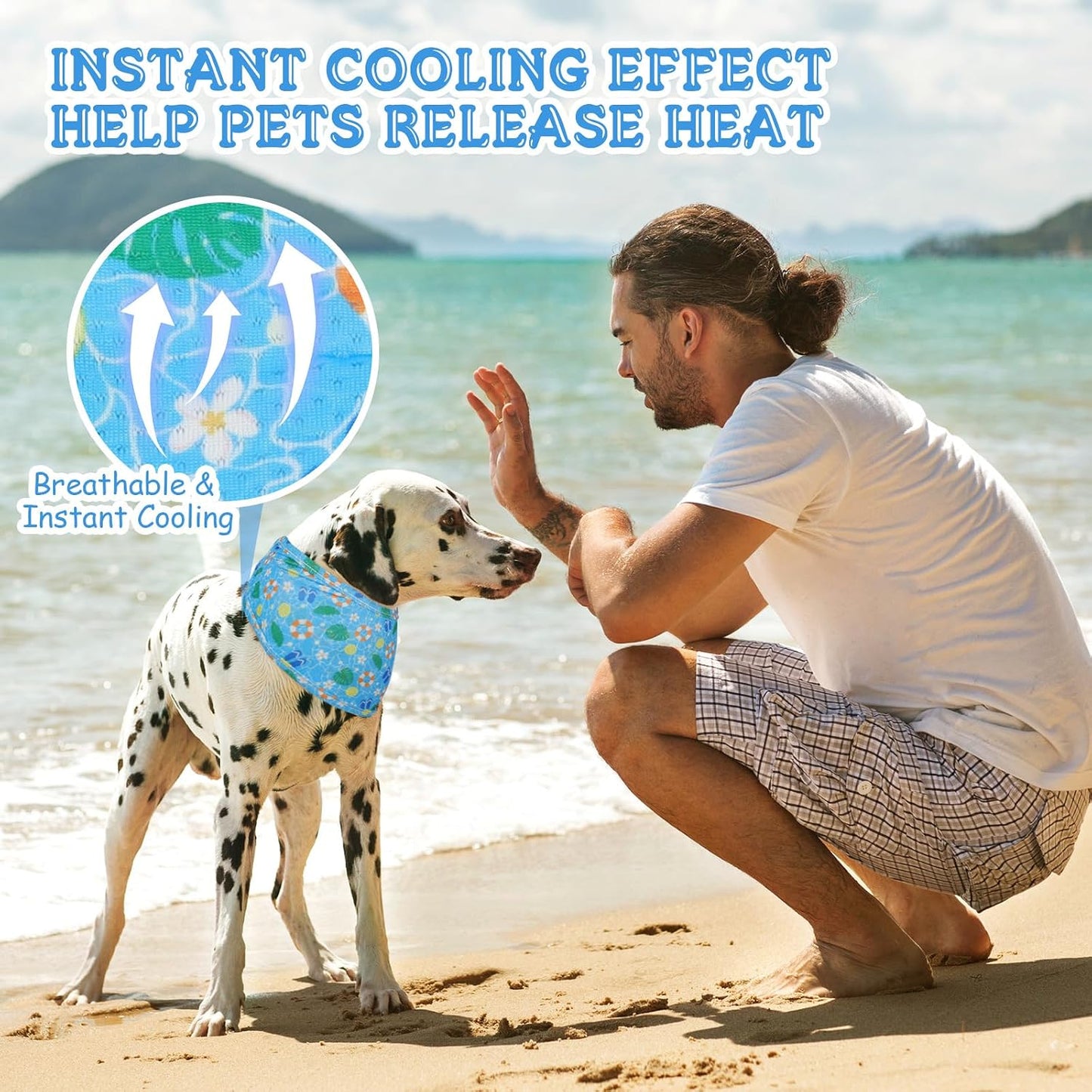 5 Dog Cooling Bandanas Dog Instant Cooling Neck Wraps Basic Collars Breathable Ice Scarf Pet Heat Relief Collar for Small Medium Large Pet Training Camping Accessories for Summer (M)