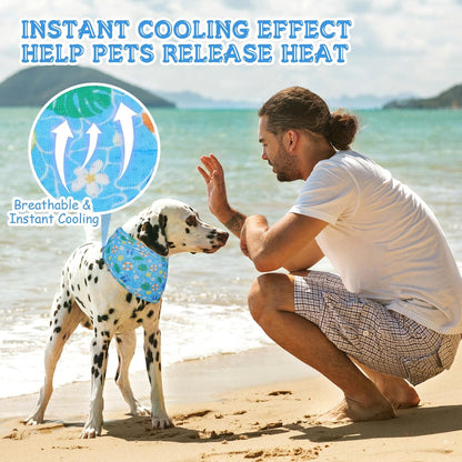 5 Dog Cooling Bandanas Dog Instant Cooling Neck Wraps Basic Collars Breathable Ice Scarf Pet Heat Relief Collar for Small Medium Large Pet Training Camping Accessories for Summer (M)