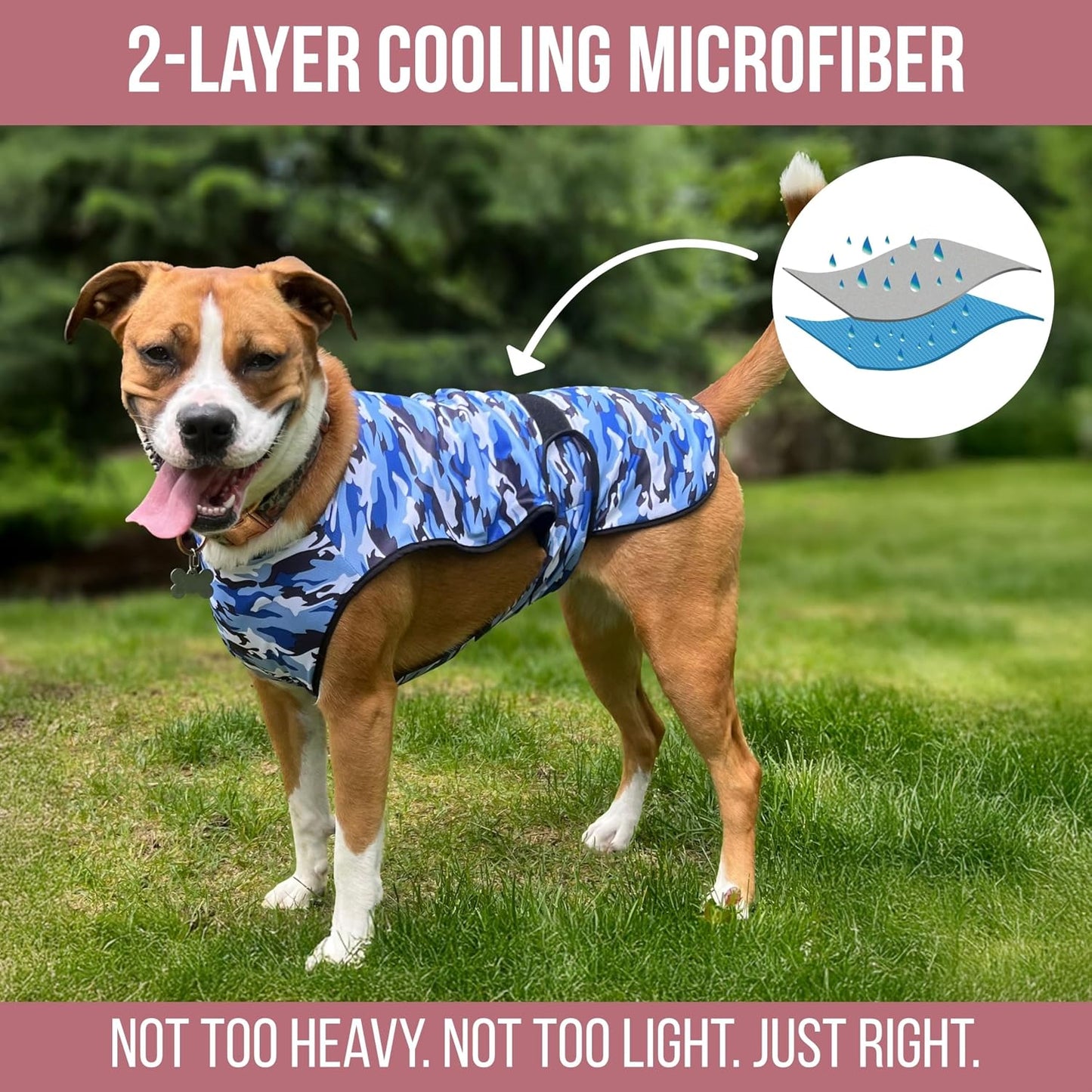 Dog Cooling Vest, 2-Layer Microfiber Cooling Jacket, Blue, M | Longer Cooling Duration, Balanced Comfort, UV Protection, Soft Double-Layer Microfiber Fabric, Sizes to Suit Most Dogs