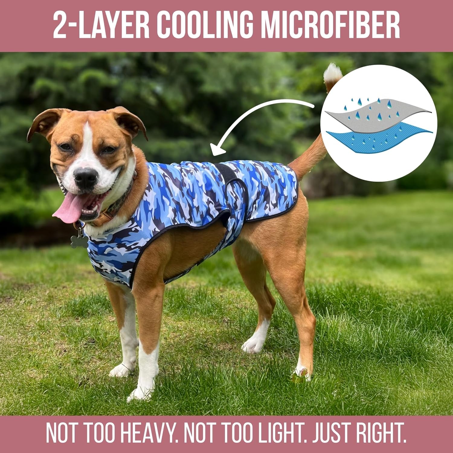 Dog Cooling Vest, 2-Layer Microfiber Cooling Jacket, Blue, M | Longer Cooling Duration, Balanced Comfort, UV Protection, Soft Double-Layer Microfiber Fabric, Sizes to Suit Most Dogs