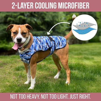 Dog Cooling Vest, 2-Layer Microfiber Cooling Jacket, Blue, M | Longer Cooling Duration, Balanced Comfort, UV Protection, Soft Double-Layer Microfiber Fabric, Sizes to Suit Most Dogs