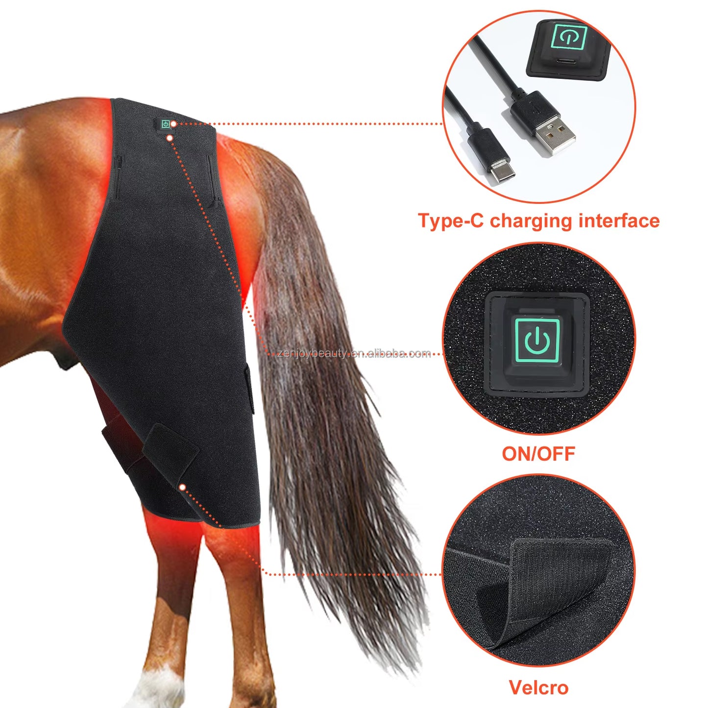 2025 Horse Care Products Built-In Battery LED Therapy Light Infrared Red Light Pad 660Nm 850Nm Pain Relief for Horse Stifle Belt