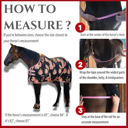 Expression Fleece Cooler for Horses, Standard Neck, Rose Garden 75"- Equine Towel Blanket, Moisture Absorbent, Light Weight, Best for Drying, Exercise, Bathing, Adjustable Belly Bands