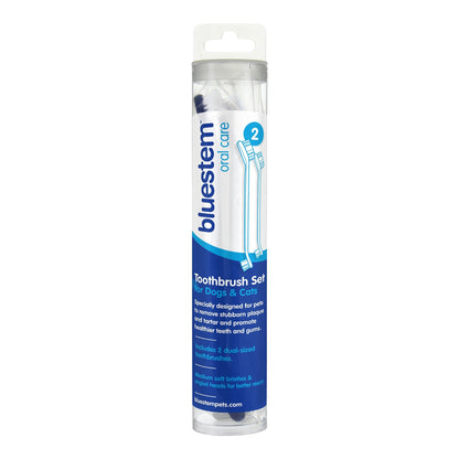 Bluestem Dual-Ended Pet Toothbrush for Dogs and Cats, 2-Pack – Soft Bristles for Dental Care and Oral Hygiene
