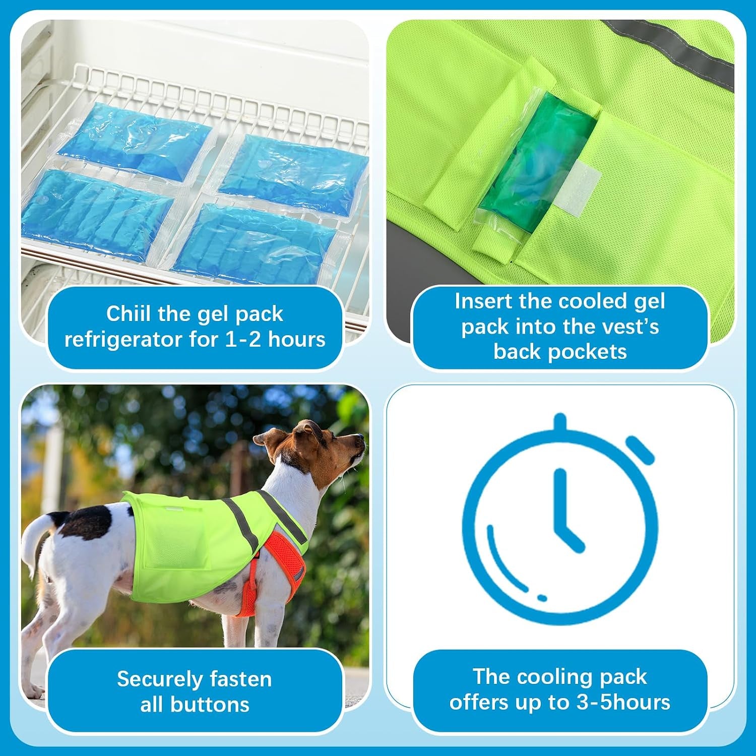 2 Pcs Dog Cooling Vest with 4 Recyclable Ice Pack Summer Outdoor Dog Cooling Harness Shirt Adjustable Pet Cooler(Fluorescent Green,Extra Large)