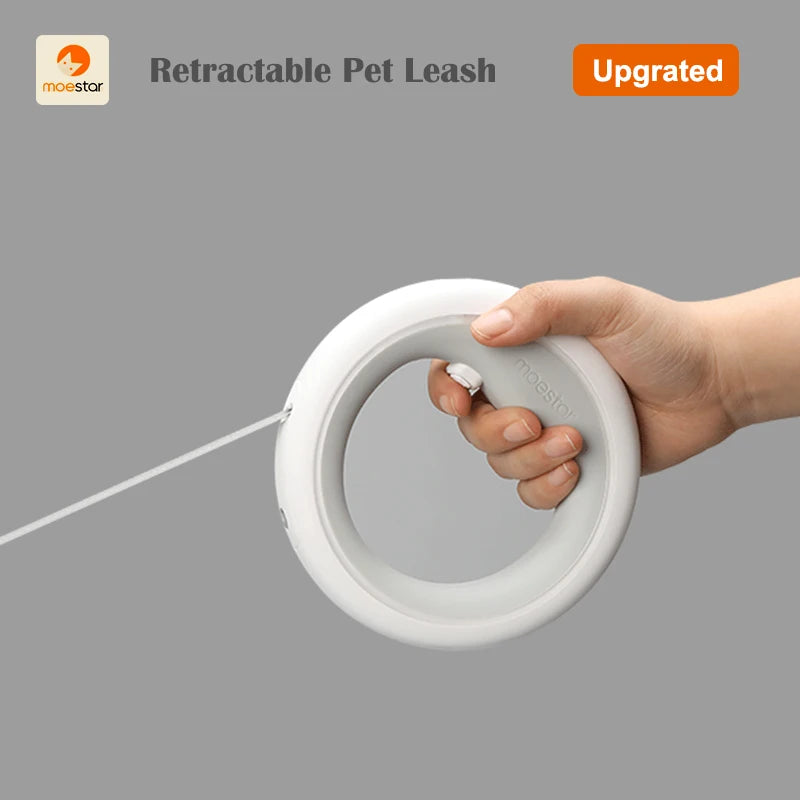 MOESTAR Upgraded UFO Retractable Pet Leash 2 plus Dog Leash Ring Shape 3M Length 3-Color Ring Light Rechargeable LED Night Light