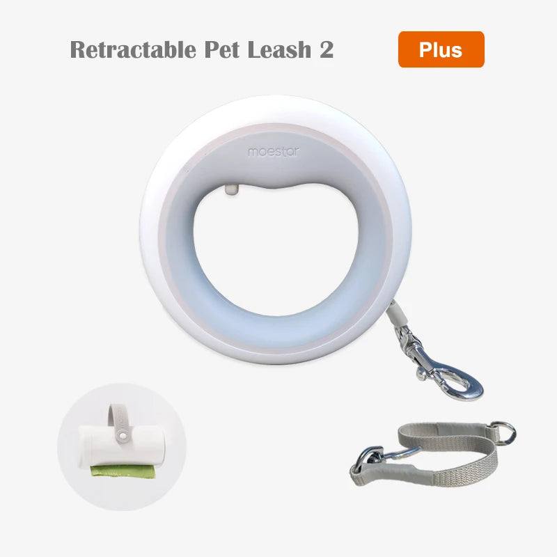 MOESTAR Upgraded UFO Retractable Pet Leash 2 plus Dog Leash Ring Shape 3M Length 3-Color Ring Light Rechargeable LED Night Light