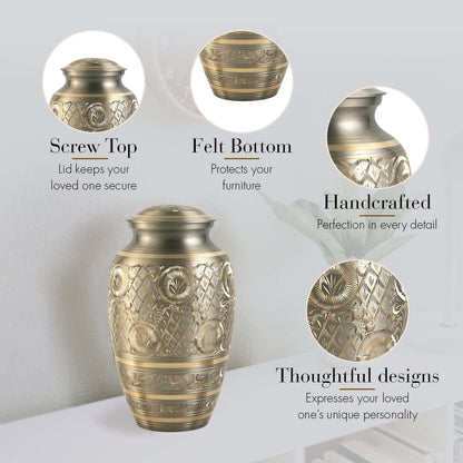 Platinum Majestic Radiance Extra Large Urn or Companion Urn – Extra Large Urns for Human Ashes | XL Urn & XXL Urn